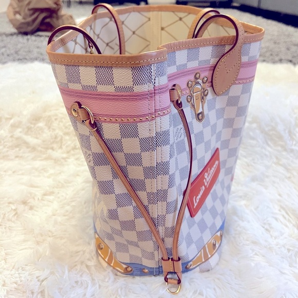 Limited Edition Louis Vuitton Damier Azur Summer Trunks Neverfull MM Tote/Wallet - Picture 4 of 16